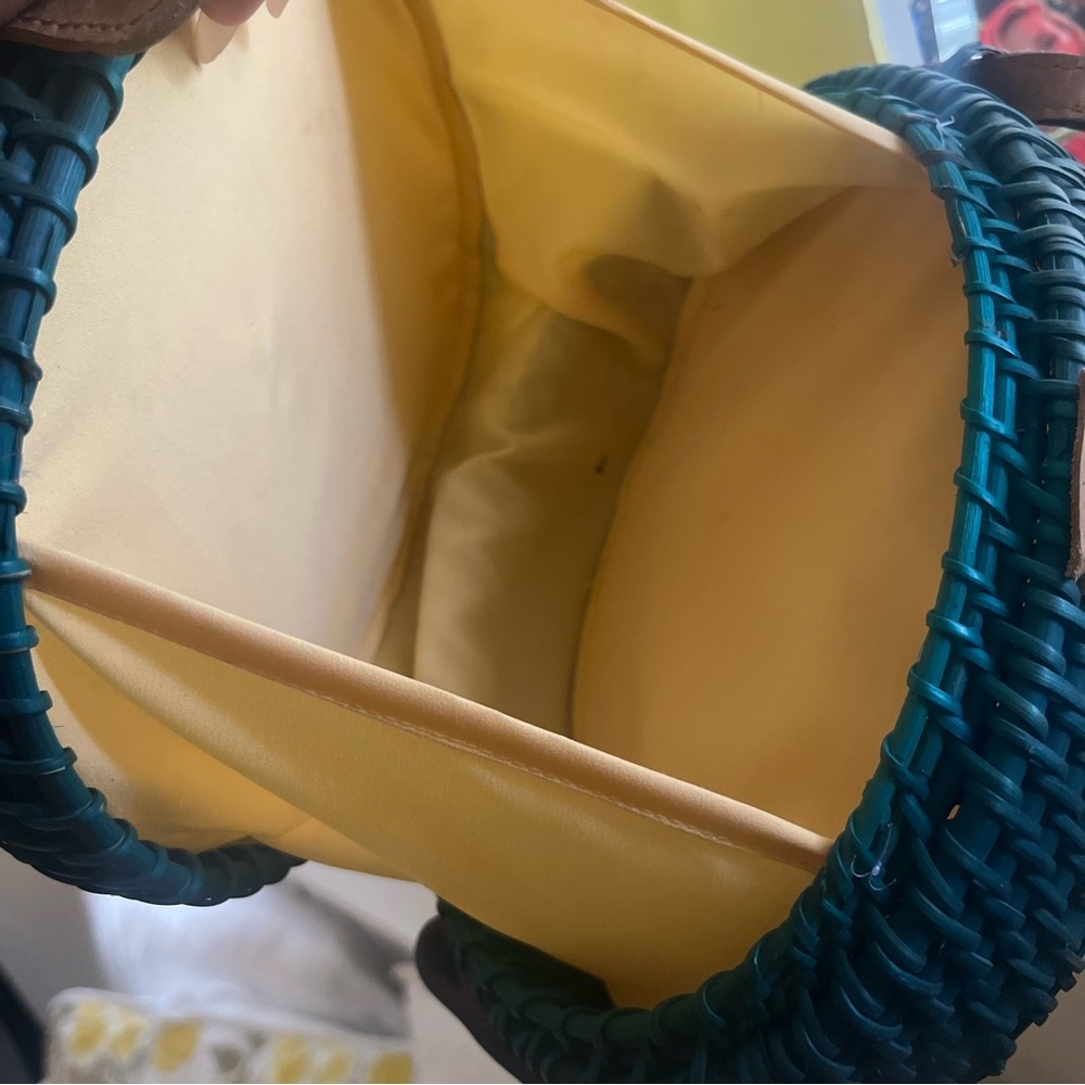 Vintage Rattan Dark Teal Woven Crossbody Bag - Picture 9 of 11